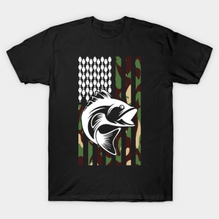 Fishing Tshirt Camouflage USA Flag for Bass Fisherman T-Shirt